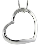 Beautiful Sterling Silver Classic Valentine Floating Heart, 7/8 long X 1 wide