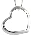 Beautiful Sterling Silver Classic Valentine Floating Heart, 7/8 long X 1 wide