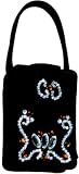 Nicole Miller Suede Universal Cell Phone Carry Case with Hand Strap, Black with Clear/Gold Gems