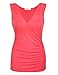 Meaneor Women's Sexy Deep V Neck Ruched Side Stretch Slim Sleeveless Tank Top