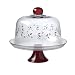 Pfaltzgraff Winterberry Etched and Hand-Painted Glass Pedestal Cake Plate