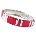 Double Bar Enamel Bangle Bracelet - Red