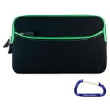 Gizmo Dorks Zipper Sleeve Case (Black with Green Trim) with Carabiner Key Chain for the Amazon Kindle 3 (Latest Generation, 6