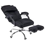 (OSJ)160度リクライニングチェア＋15度ロッキング メッシュタイプ ハイバック 足置き付 枕/ランバーサポート用クッション付き (ブラック) 可動肘 PU静音キャスター