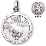 Sterling Silver St Christopher Football Medal and 20-inch Chain