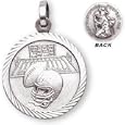 Sterling Silver St Christopher Football Medal and 20-inch Chain