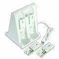 GameOn Quad Charger and 4 Rechargeable Battery Packs - White (Wii)