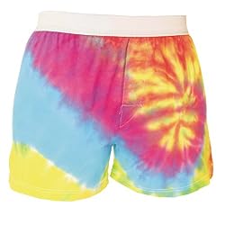 Rainbow Tie Dye Unisex Jersey Boxer Shorts. FALSE FLY, exposed elastic waist.