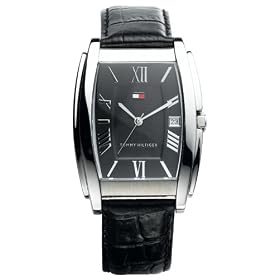 Tommy Hilfiger Men's Black Leather Strap Watch #1710075