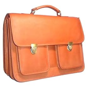 David King Leather 120 Flap over Structured Briefcase