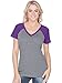 Kavio! Women Sheer Jersey Contrast V Neck Raglan Short Sleeve