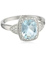 White-Gold Diamond and Aquamarine Fashion Ring (0.06 Cttw, G-H Color, I2-I3 Clarity)