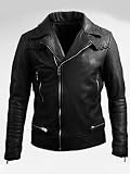 Men's Popular Black PU Leather Jacket with Straight Zipper