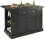 Nantucket Kitchen Island (Distressed Black) (36.25"H x 48"W x 27"D)