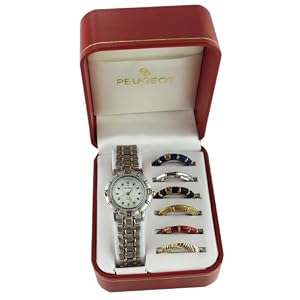 Peugeot Women's Two Tone Watch with Interchangeable 7 Sport Bezel Boxed Gift Set