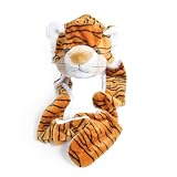 Crazy2Shop One Size Warm and Cozy Fleece Animal Hat With Paws – Brown Tiger Design