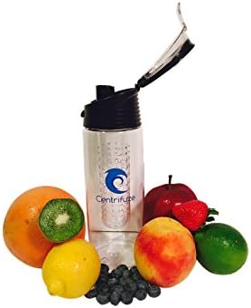 Fruit Infuser Water Bottle by Centrifuze - 25 oz, Dishwasher safe, Eco-friendly, BPA Free, Leak-proof, Impact Resistant Sports Bottle, Carrying Hook and Flip-Lid top (multiple color options) (Black)