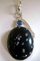 Snowflake Obsidian and Blue Apatite Pendant