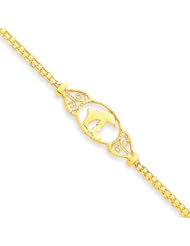 14k Gold Polished Dolphin Anklet, 10 inch