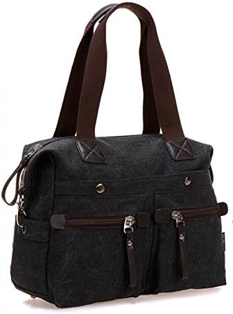 Bronze Times (TM) Fashion Premium Canvas Crossbody Bag Tote Shoulder Bag (Black)