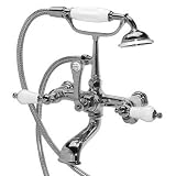 American Bath Factory F1-1120-CH-F9-9200-PL-CH F1-1120 Wall Mount Bathtub Faucet, Porcelain Lever Ha