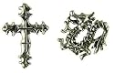 Silver Gents Set of 2 Earrings  Dragon / Cross Stud Earrings