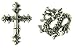 Silver Gents Set of 2 Earrings Dragon / Cross Stud Earrings