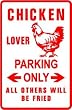 CHICKEN LOVER PARKING farm bird stock sign