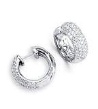 New 14k White Gold Diamond Cluster Wide Hoop Earrings