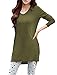 Allegra K Women's V Neck Pocket Side Slit Long Sleeves Tops Tunics Green XL US 18