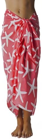 Starfish Print Pink Swimsuit Sarong Cover up in Cotton