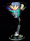 Bird of Paradise Design - Hand Painted - Sexy Martini - 7 oz. (curved stem)