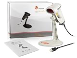 TaoTronics TT-BS005 Handheld Bar Code Scanner / Reader - White, USB Wired, Optical Laser, Long Range, Standing Bracket Included