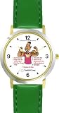 All of THE 7 HABITS #2 - Black Youth (English Text) - DELUXE TWO-TONE WATCH from THE 7 HABITS - WATCH COLLECTION BY WATCHBUDDY&reg; - Arabic Numbers - Green Leather Strap-Size-Children's Size-Small ( Boy's Size & Girl's Size )