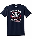 Drinking Rum Before Noon Makes You A Pirate drinking funny T Shirt S Navy