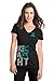 Fight Like a Girl Side Wrap T-Shirt Ladies' V-Neck Black w/ Teal
