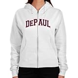NCAA DePaul Blue Demons Ladies Arch Applique Midweight Zip Hoodie - White