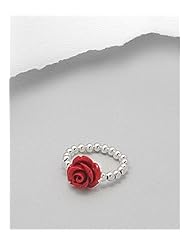 Red Rose Stretch Ring In Sterling Silver