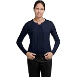 Port Authority Signature Ladies Fine-Gauge Crewneck Cardigan Sweater, Navy, M