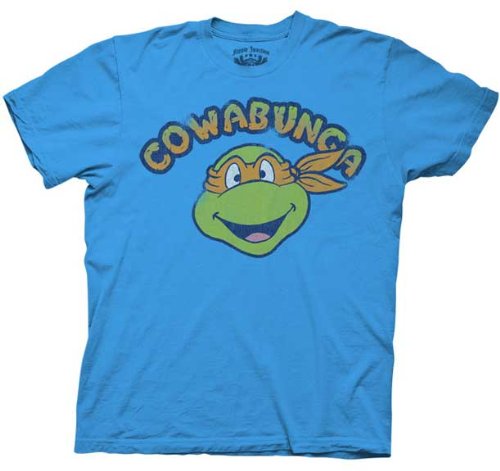  TMNT Teenage Mutant Ninja Turtles Cowabunga Michelangelo Blue Adult T-shirt Tee