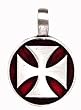 Red Iron Cross 2 Sides Pewter Pendant Necklace