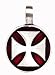 Red Iron Cross 2 Sides Pewter Pendant Necklace