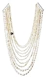 10 Strand Graduated Freshwater Cultured White Pearl Necklace - Bib Style - Sterling Silver Clasp
