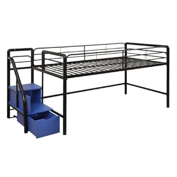 Dorel Home Products Junior Loft with Storage Steps - Black and Blue