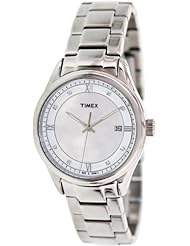 Timex Womens T2P147 Silver Stainless-Steel Analog Quartz Watch with Mother-Of-Pearl Dial