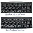 Black Japanese English Wired USB Keyboard with White / Beige Letters or Characters, Bundled With Simply Plugo Custom Fit Cover For Extra Protection from Dirt, Dust, Liquids, and Contaminants.