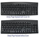 Black Japanese English Wired USB Keyboard with White / Beige Letters or Characters, Bundled With Simply Plugo Custom Fit Cover For Extra Protection from Dirt, Dust, Liquids, and Contaminants.