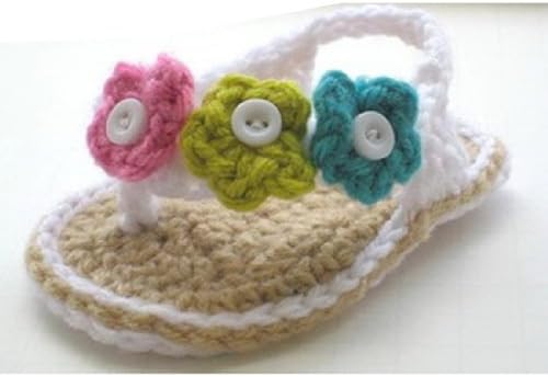 Lowestbest Handmade Socks Three Daisy Flower Baby Crochet Booties Infant Sandals Shoes