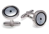 Sterling Silver Round Mosaic Cuff Links