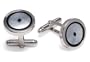 Sterling Silver Round Mosaic Cuff Links